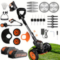 Cordless Electric Grass Trimmer — 2 Batteries, 3 Blade Sets, Wheel Attachment | Oz Bargain Outlet™