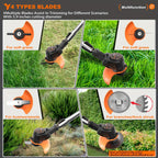 Cordless Electric Grass Trimmer — 2 Batteries, 3 Blade Sets, Wheel Attachment | Oz Bargain Outlet™