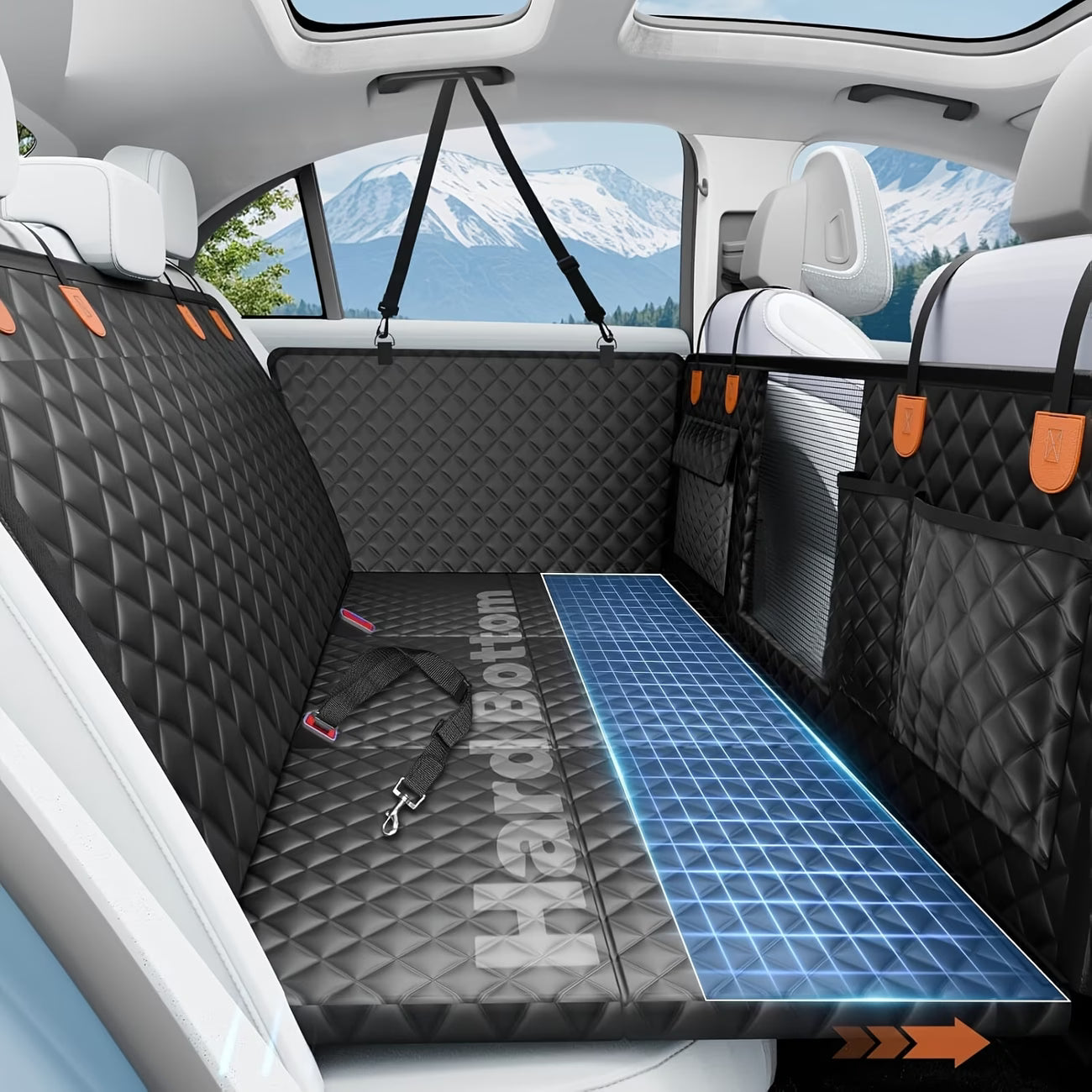 HARD BASE - Dog Car Seat Extender & Hammock Cover — Mesh Window, Fits SUVs & Utes | Oz Bargain Outlet™