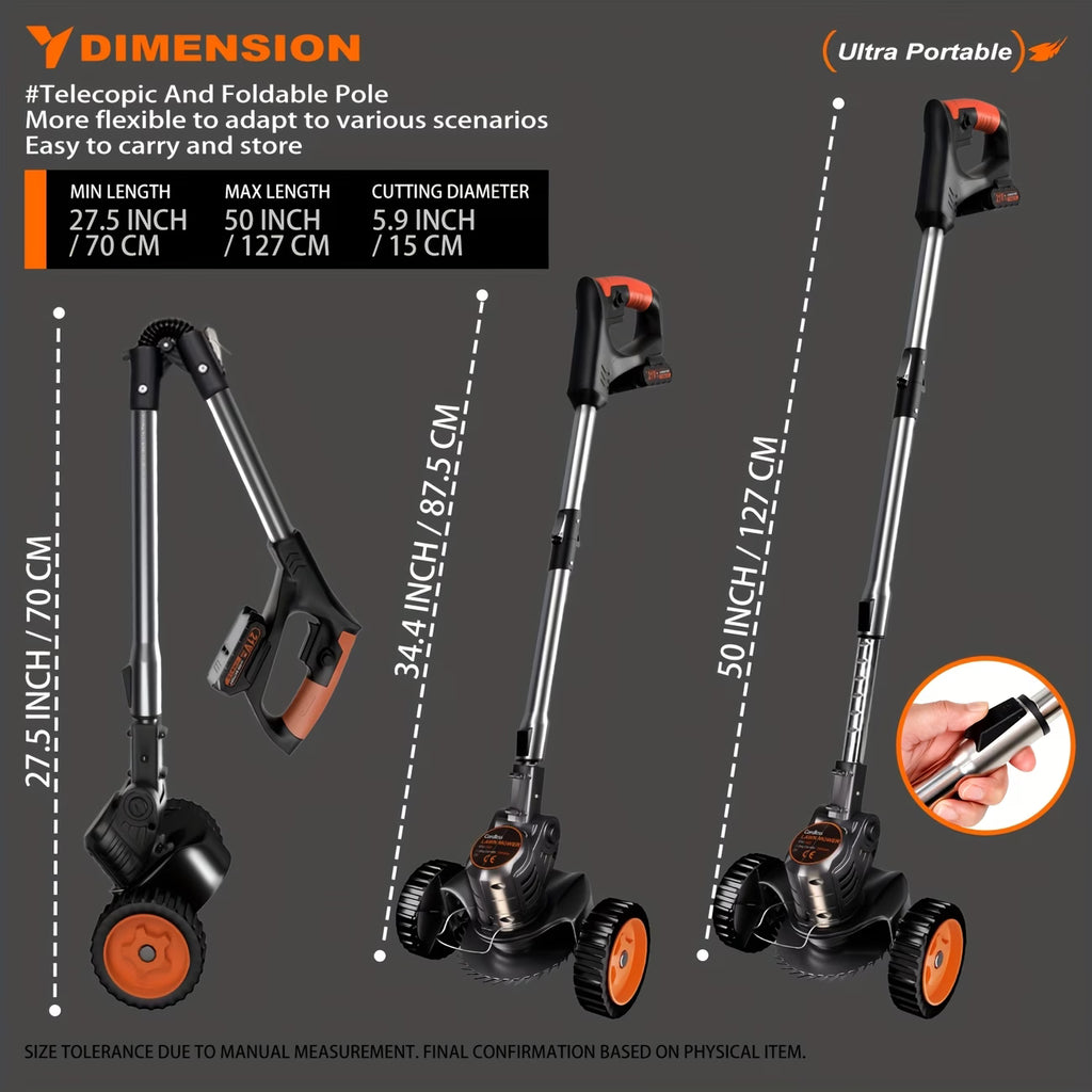 Cordless Electric Grass Trimmer — 2 Batteries, 3 Blade Sets, Wheel Attachment | Oz Bargain Outlet™