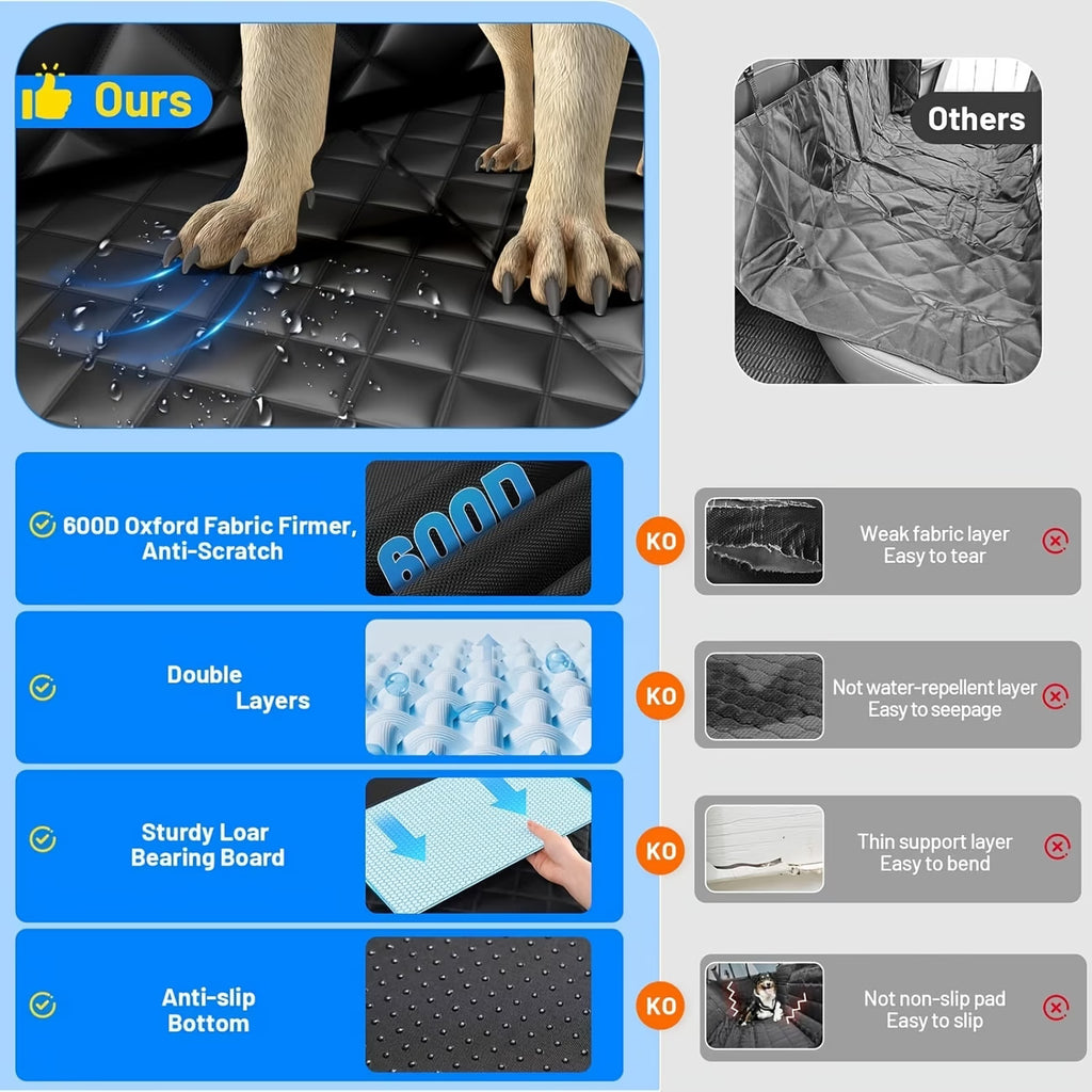 HARD BASE - Dog Car Seat Extender & Hammock Cover — Mesh Window, Fits SUVs & Utes | Oz Bargain Outlet™