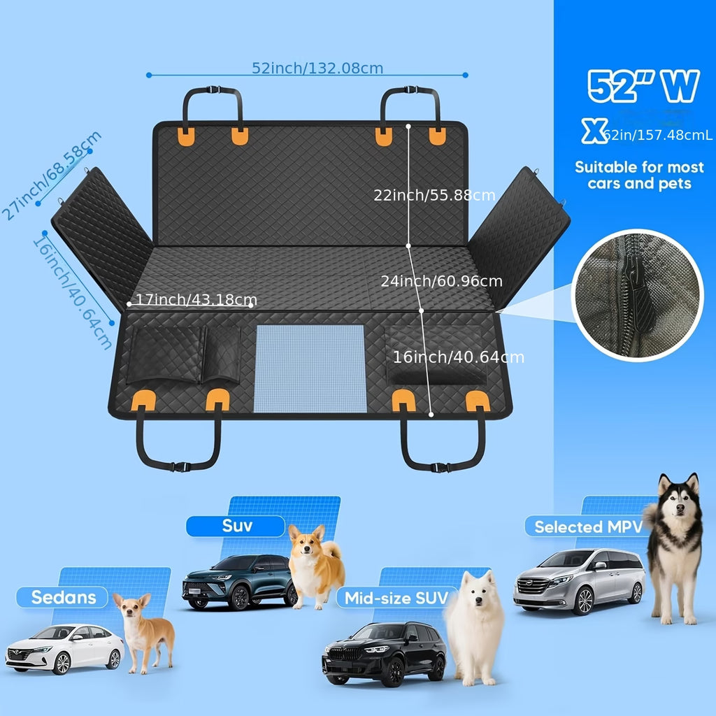 HARD BASE - Dog Car Seat Extender & Hammock Cover — Mesh Window, Fits SUVs & Utes | Oz Bargain Outlet™